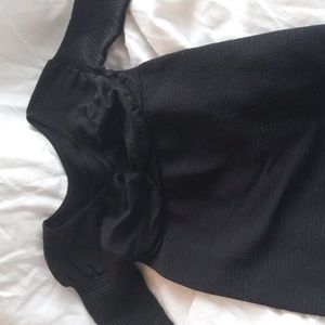 Black Stretch Top Long Sleeves V-Neck XS Small